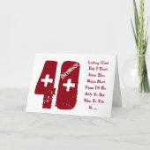 おもしろい，兄弟の40歳の誕生日，赤と白文字 カード (正面)