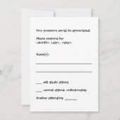 おもしろい、刺激の"rsvp"カード 招待状 (裏面)