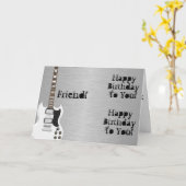 おもしろい、友人のための誕生日の挨拶、白いギター カード (黄色い花)