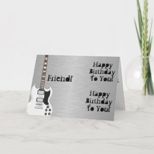 おもしろい、友人のための誕生日の挨拶、白いギター カード