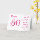 おもしろい、友人の60歳の誕生日、ピンクとホワイトの文字。 カード (黄色い花)