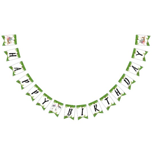 おもしろい&可愛いジャングルの動物アットパーティーワイルドワン バンティングフラッグ (全)