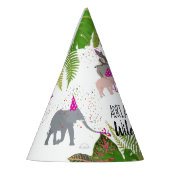 おもしろい&可愛いジャングルの動物アットパーティーワイルドワン パーティーハット (左)