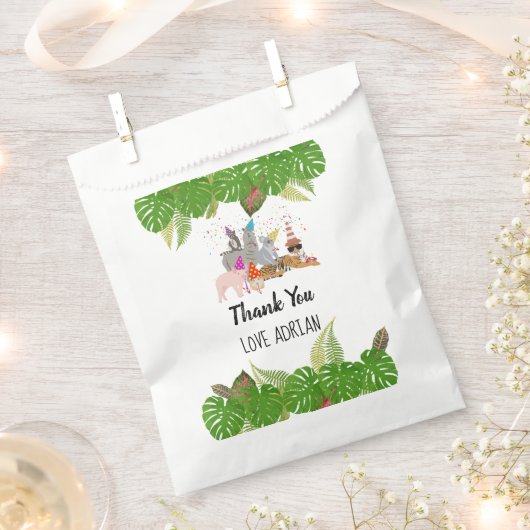 おもしろい&可愛いジャングルの動物アットパーティーワイルドワン フェイバーバッグ (クリップ留めされた状態)