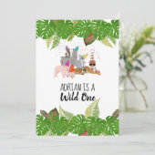 おもしろい&可愛いジャングルの動物アットパーティーワイルドワン 招待状 (スタンド正面)