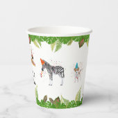 おもしろい&可愛いジャングルの動物アットパーティーワイルドワン 紙コップ (裏面)