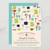 おもしろい-台所ブライダルシャワー--を混合しよう 招待状 (正面/裏面)