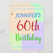 おもしろい、基本的な「60番目の誕生日」誕生日招待状 招待状 (正面/裏面)