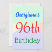 おもしろい、基本的な「96番目の誕生日」誕生日招待状 招待状 (正面)