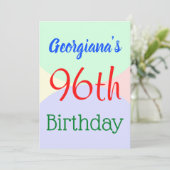 おもしろい、基本的な「96番目の誕生日」誕生日招待状 招待状 (スタンド正面)