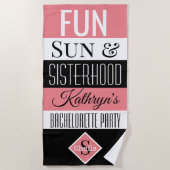 おもしろい、太陽と姉妹パーソナライズされた ビーチタオル (正面)