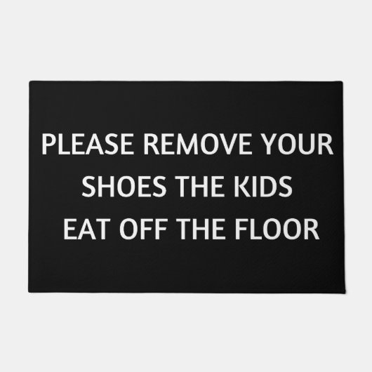 おもしろい、子供は床、家族の歓迎を離れて食べます ドアマット (正面)