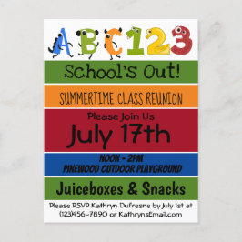 おもしろい「学校が外に出た」サマークラス懇親会招待状 案内ポストカード