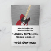 おもしろい、孫のための誕生日の挨拶、レッドギター。 カード (内部)