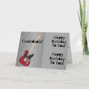おもしろい、孫のための誕生日の挨拶、レッドギター。 カード