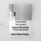 おもしろい、孫の誕生日の挨拶、ホワイトギター。 カード (内部)