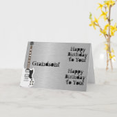 おもしろい、孫の誕生日の挨拶、ホワイトギター。 カード (黄色い花)