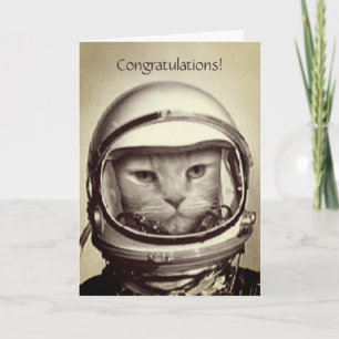 おもしろい「宇宙猫」誕生日カード カード