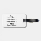 おもしろい、幸せで、ガーリーなピンクおよび紫色のストライプパターン ラゲッジタグ (裏面横)