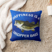 おもしろい「幸せ」ブルーのベースが大きい クッション (ブランケット)