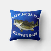 おもしろい「幸せ」ブルーのベースが大きい クッション (裏面)