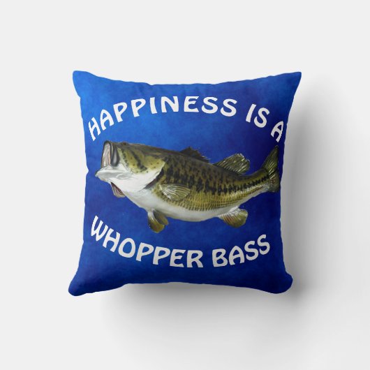 おもしろい「幸せ」ブルーのベースが大きい クッション (裏面)