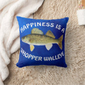 おもしろい"幸福"は青のWalleyeパイクです クッション (ブランケット)