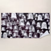 おもしろい,幽霊たち,幽霊，ハロウィーン，光沢，金ゴールド, ビーチタオル (正面)