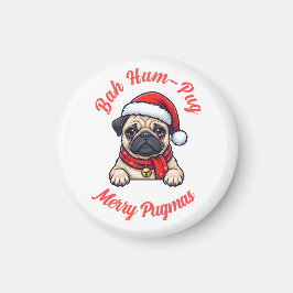 おもしろい+怒った顔の+パグ+メリークリスマス+プレゼント+犬好き マグネット