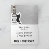 おもしろい、息子の誕生日の挨拶、ブルーギター。 カード (内部)