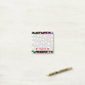 おもしろい、愛情、カラフルハートパターン、名前をカスタムする ポストイット (デスク上)