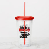 おもしろい/感動的人生は旅だ… アクリルタンブラー (正面)