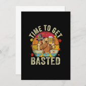 おもしろい!感謝祭の飲酒タイム 酔っ払うぞ!ターキー(七面鳥)! 招待状 (正面/裏面)