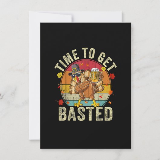 おもしろい!感謝祭の飲酒タイム 酔っ払うぞ!ターキー(七面鳥)! 招待状 (正面)