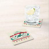 おもしろい、旧老ファッションドグリスウォルド家族クリスマス スクエアペーパーコースター (インサイチュ)