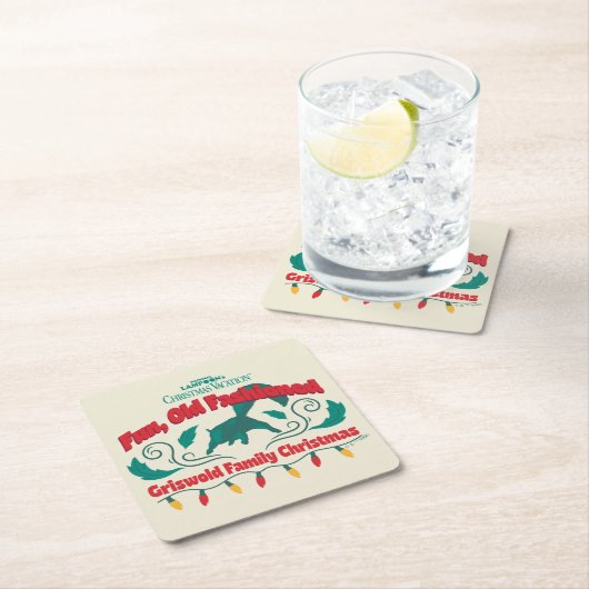 おもしろい、旧老ファッションドグリスウォルド家族クリスマス スクエアペーパーコースター (インサイチュ)