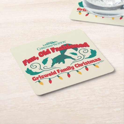 おもしろい、旧老ファッションドグリスウォルド家族クリスマス スクエアペーパーコースター (アングル)