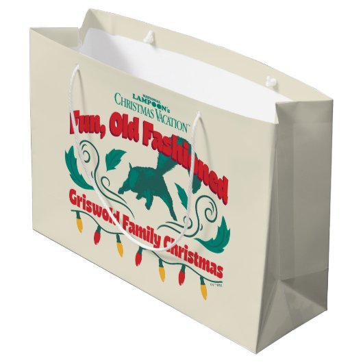 おもしろい、旧老ファッションドグリスウォルド家族クリスマス ラージペーパーバッグ (裏面アングル)