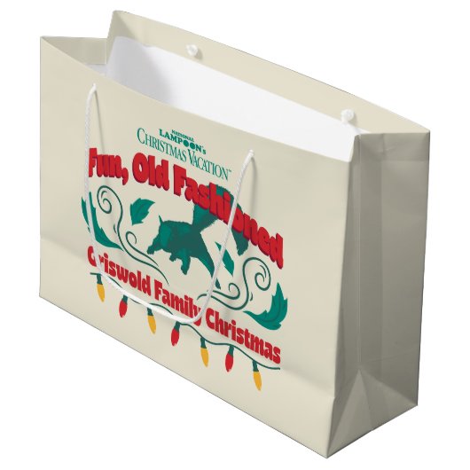 おもしろい、旧老ファッションドグリスウォルド家族クリスマス ラージペーパーバッグ (正面アングル)
