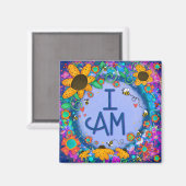 おもしろい（昆虫）マルハナバチかわいらしブルーI AMインスパイアのフローラ マグネット (正面/裏面)