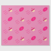 おもしろい、明るいピンクのカップケーキ年齢の誕生日プレゼント ラッピングペーパー (フラット)