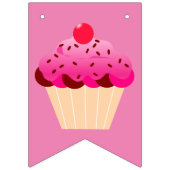 おもしろい、明るいピンクのカップケーキ年齢の誕生日 バンティングフラッグ (第3の旗)