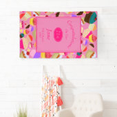 おもしろい、明るいピンクのカップケーキ年齢の誕生日 横断幕 (インサイチュ)