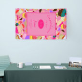 おもしろい、明るいピンクのカップケーキ年齢の誕生日 横断幕 (トレードショー)