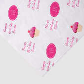 おもしろい、明るいピンクのカップケーキ年齢の誕生日 薄葉紙 (詳細)