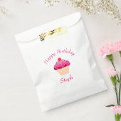 おもしろい、明るいピンクのカップケーキ誕生日パーティー フェイバーバッグ (封をした状態)