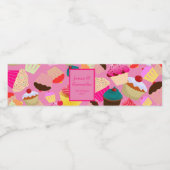 おもしろい、明るいピンクのカップケーキ –  ペットボトルラベル (シングルラベル)