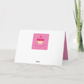 おもしろい、明るいピンクのカップケーキ-結婚式のサンキューカード サンキューカード (裏面)