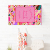 おもしろい、明るいピンクのカップケ結婚ーキ –  横断幕 (インサイチュ)