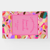 おもしろい、明るいピンクのカップケ結婚ーキ –  横断幕 (横)